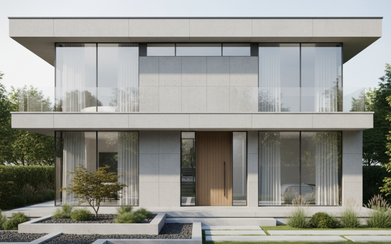 Modern Minimalist Home Front Elevation